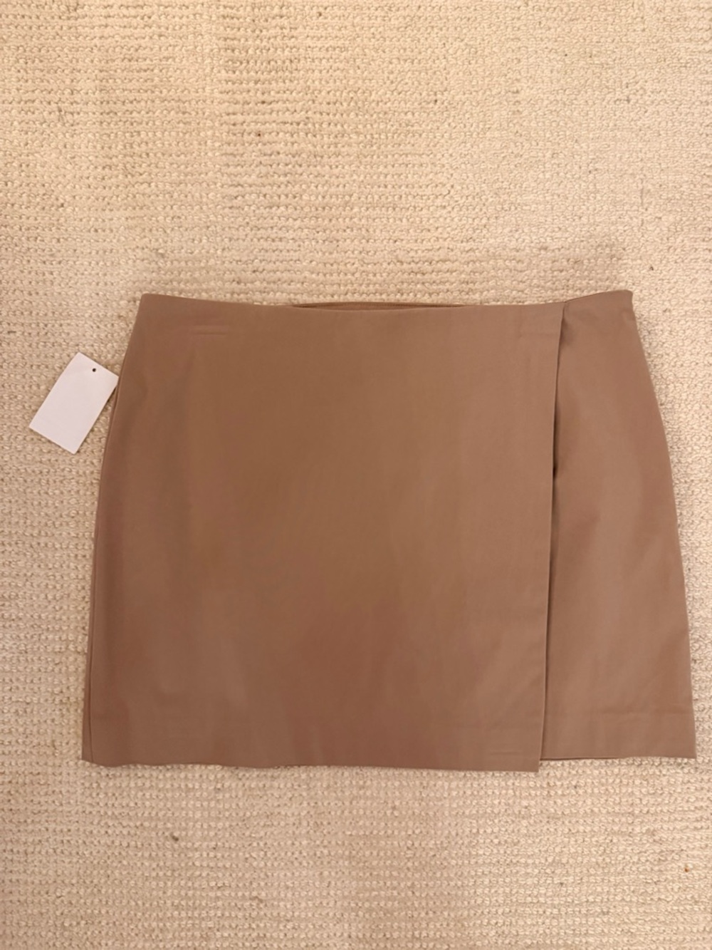 Good American Taupe Tan Wrap-Front Mini Skirt
